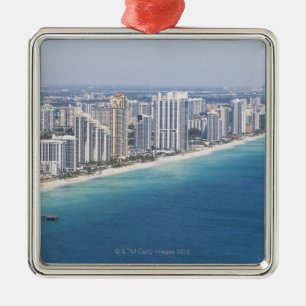 VS, Florida, Miami, Cityscape met strand 2 Metalen Ornament