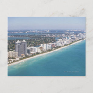 VS, Florida, Miami, Cityscape met strand Briefkaart