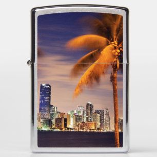 VS, Florida, Miami skyline bij schemering