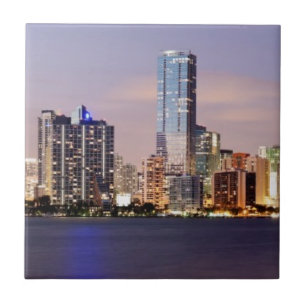 VS, Florida, Miami skyline bij schemering 2 Tegeltje