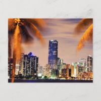 VS, Florida, Miami skyline bij schemering