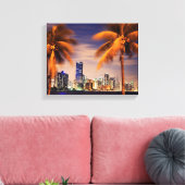 VS, Florida, Miami skyline bij schemering Canvas Afdruk (Insitu (Woonkamer))
