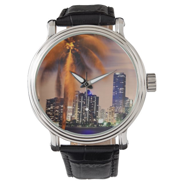 VS, Florida, Miami skyline bij schemering Horloge (Voorkant)
