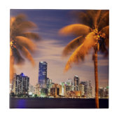 VS, Florida, Miami skyline bij schemering Tegeltje (Voorkant)