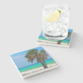VS, Florida. palmbomen op de maragingkust Stenen Onderzetter (Zijkant)