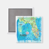 VS Florida State map met hoogtepunten Magneet (Voorkant / Achterkant)