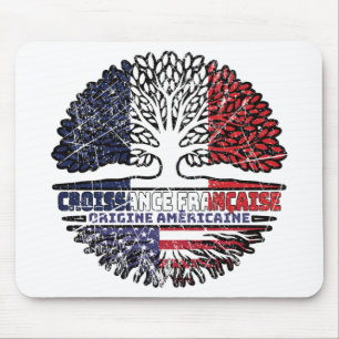 VS Frankrijk Amerika Boom Wortels Vlag Muismat