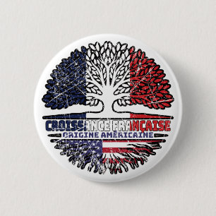 VS Franse Frankrijk Amerika Boom Wortels Vlag Ronde Button 5,7 Cm