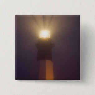 VS; Georgia; Savannah. Vuurtoren van Tybee Island Vierkante Button 5,1 Cm