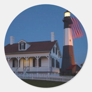 VS, Georgia, Tybee Island, Vlag Hijsen Ronde Sticker