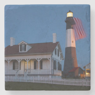 VS, Georgia, Tybee Island, Vlag Hijsen Stenen Onderzetter