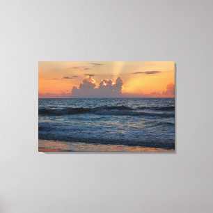 VS, Georgië, Tybee Island, Tybee Island Beach Canvas Afdruk