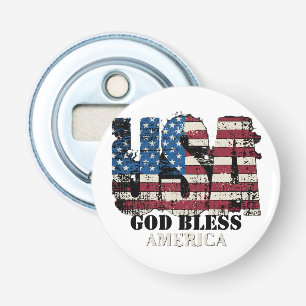 VS God zegene Amerika Button Flesopener