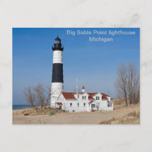VS, grote vuurtoren van Sable Point, Michigan Briefkaart