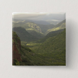 VS, Hawaï, Kauai, uitzicht op canyon. (RF) Vierkante Button 5,1 Cm