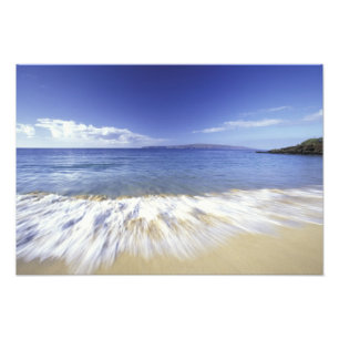 VS, Hawaï, Maui, Golven rollen naar Makena Foto Afdruk