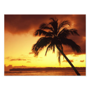VS, Hawaï, Maui, Kleurrijke zonsondergang in een Foto Afdruk