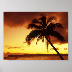 VS, Hawaï, Maui, Kleurrijke zonsondergang in een Poster
