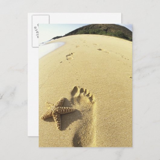 VS, Hawaii, Maui, Makena Beach, Footprint en Briefkaart (Voorkant / Achterkant)