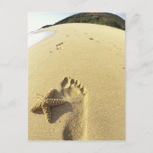 VS, Hawaii, Maui, Makena Beach, Footprint en Briefkaart