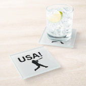 VS honkballer met stip als bal Glazen Onderzetter (Schuin)