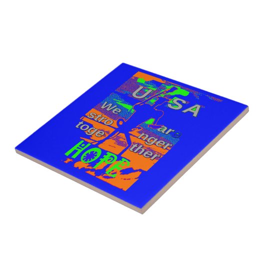 VS hopen samen sterk - een patriottisch tapijt Tegeltje (Zijkant)