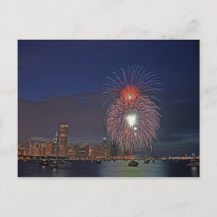 VS, Illinois, Chicago, vuurwerk op Onafhankelijkhe Briefkaart