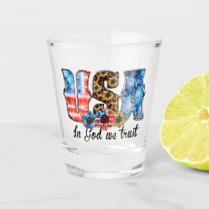 VS in God Wij vertrouwen CHRISTELIJK Zonnebloe Shot Glas