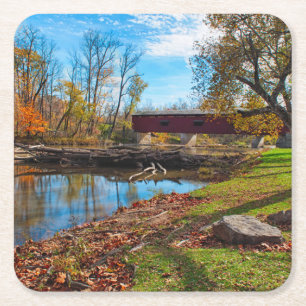 VS, Indiana, Cataract Falls State Recreation Vierkante Kartonnen Onderzetter