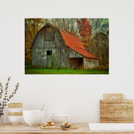 VS, Indiana. landschap op het platteland, met wijn Poster (Keuken)