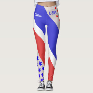 VS (Jouw naam) BLEKE TONE RED WHITE & BLUE Leggings