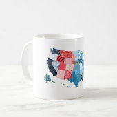 VS-kaart in een patchwork Faux Quilt Design Koffiemok (Voorkant links)