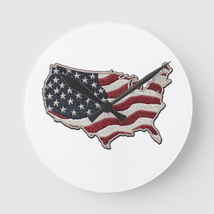 🕒 VS-kaart Vlag Wandklok 🇺🇸🧭 Ronde Klok