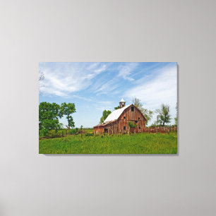 VS, Kansas. Oude rode schuur Canvas Afdruk