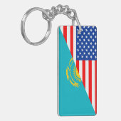 VS Kazachstan: halve Amerikaanse vlag Sleutelhanger (Voorkant Links)