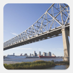 VS, Louisiana, New Orleans. Silhouet vanaf de 2 Vierkante Sticker