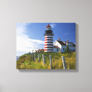 VS, Maine, Lubec. West Quoddy Head Lighthouse Canvas Afdruk
