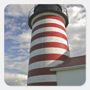 VS, Maine, Lubec. West Quoddy Head-luichtoorn Vierkante Sticker