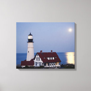 VS, Maine, Portland, Cape Elizabeth, Vuurtoren Canvas Afdruk