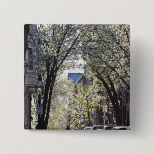 VS, Massachusetts, Boston, Beacon Hill. Vierkante Button 5,1 Cm