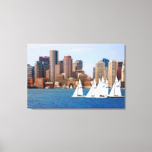 VS, Massachusetts. Boston Waterfront Skyline 4 Canvas Afdruk
