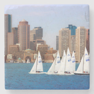 VS, Massachusetts. Boston Waterfront Skyline 4 Stenen Onderzetter