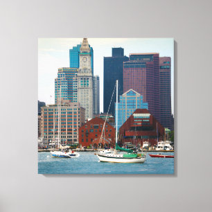 VS, Massachusetts. Boston Waterfront Skyline Canvas Afdruk