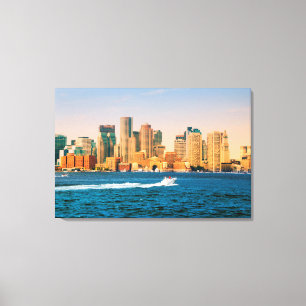 VS, Massachusetts. Panorama Boston Waterfront Canvas Afdruk