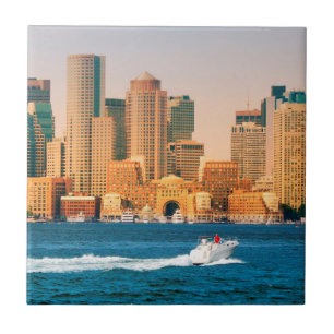 VS, Massachusetts. Panorama Boston Waterfront Tegeltje