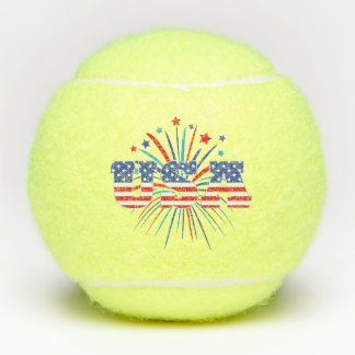 VS met rood wit en blauw vuurwerk Tennisballen