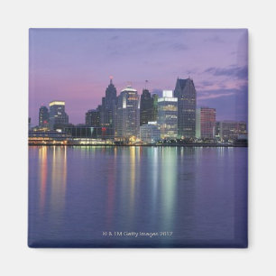 VS, Michigan, Detroit skyline, nacht Magneet
