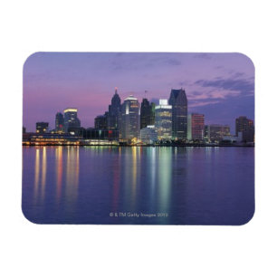 VS, Michigan, Detroit skyline, nacht Magneet