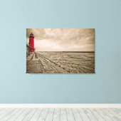 VS, Michigan, Grand Haven Lighthouse Canvas Afdruk (Insitu (Houten vloer))