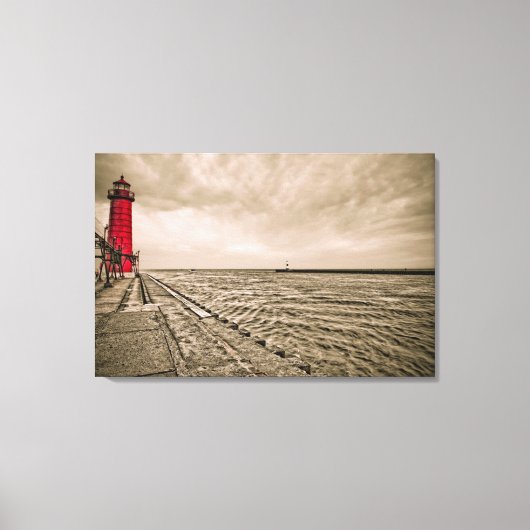 VS, Michigan, Grand Haven Lighthouse Canvas Afdruk (Voorkant)